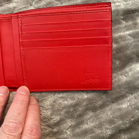 Christian Louboutin Metallic Red Studded Bifold Wallet